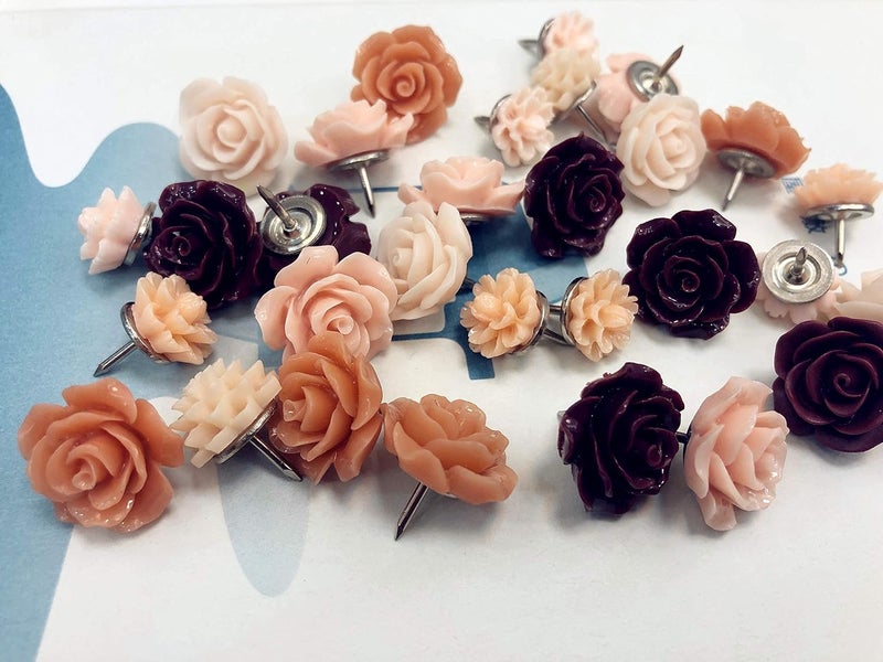 Temoyj Seven YJ.Push Pins 24 Pcs,Decorative ThumbTacks for CorkBoard,Feature Wall, Office Organization or Home - Image 4